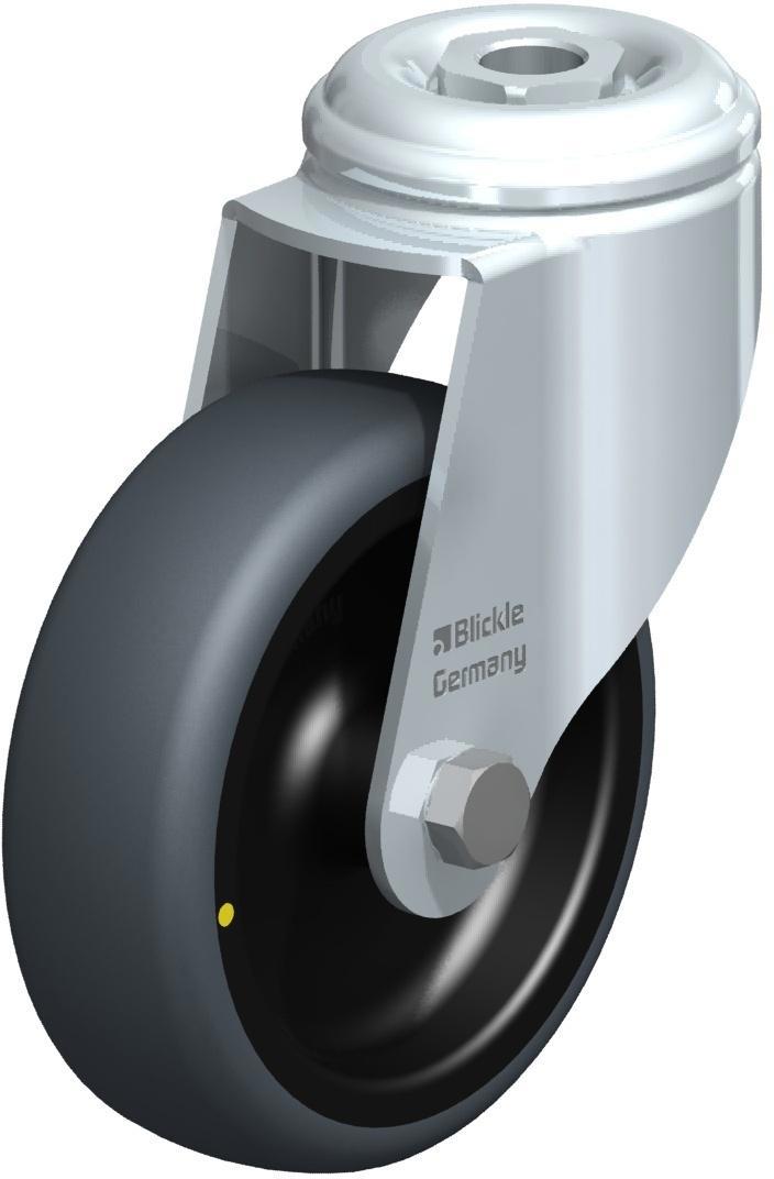 Lenkrolle mit Rückenloch, Rad Ø 100 mm, grau, ESD