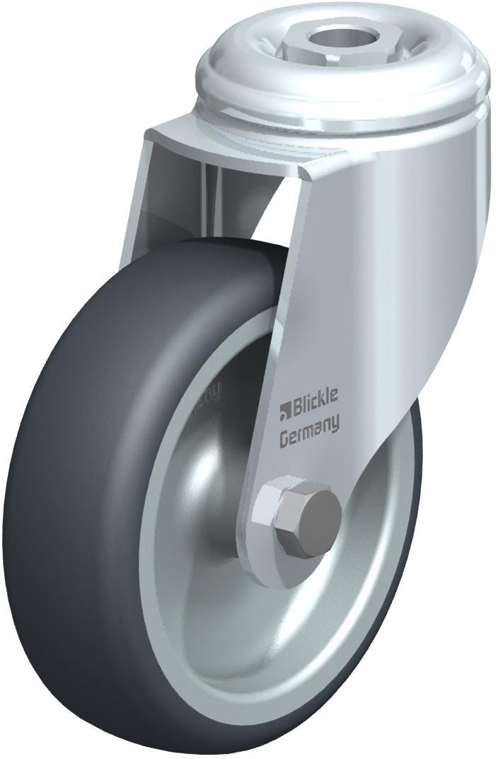 Lenkrolle mit Rückenloch, Rad Ø100 mm grau