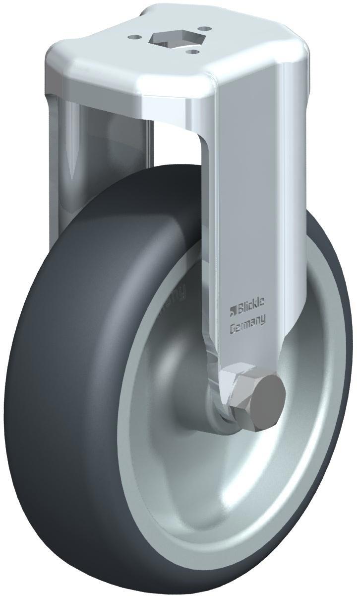 Bockrolle mit Rückenloch, Rad Ø 100 mm, grau