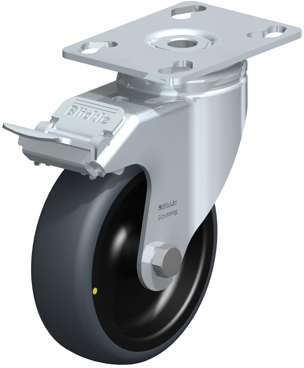 Lenkrolle mit Anschraubplatte und Feststeller, Rad Ø 100 mm, grau ESD