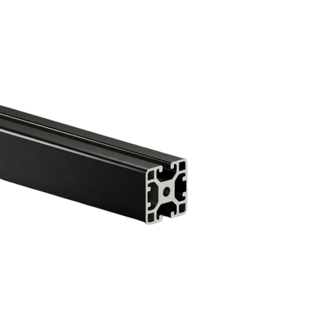 Alu - Profil AVP-I 8 Leicht 40 x 40 mm, 2-Nuten geschlossen, 180°, Nut 8 mm, schwarz