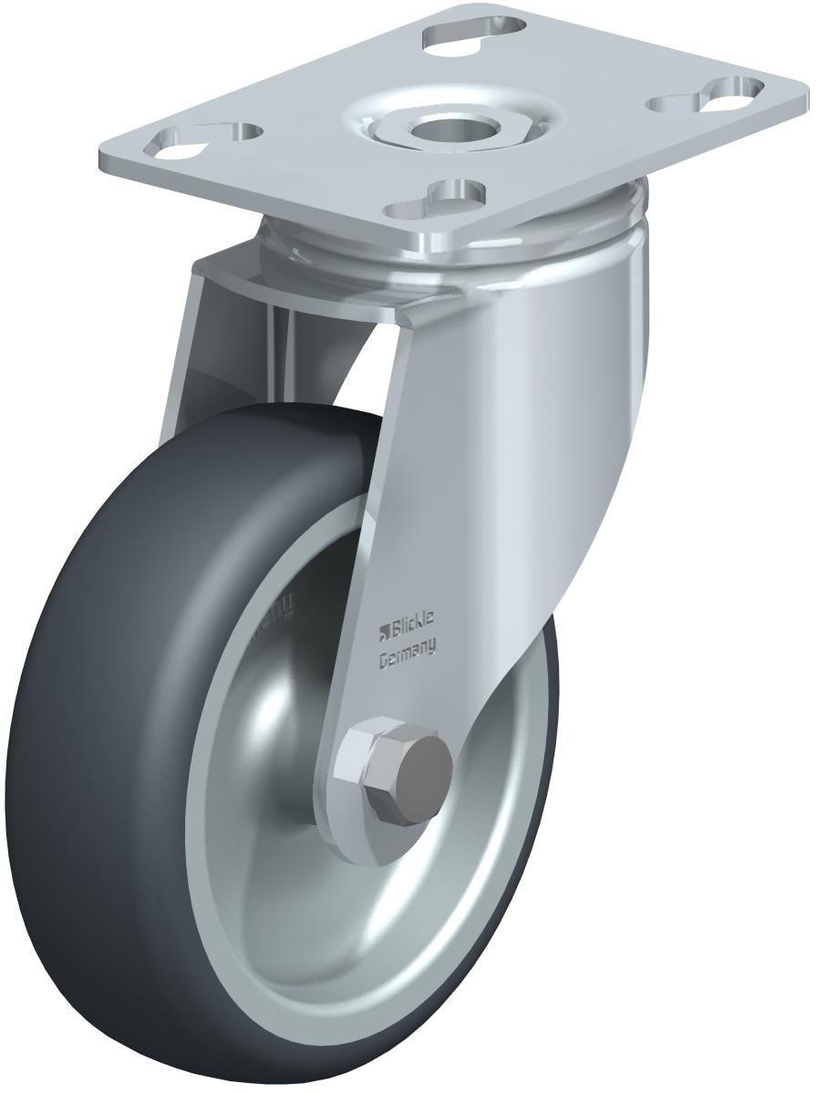 Lenkrolle mit Anschraubplatte, Rad Ø 100 mm, grau