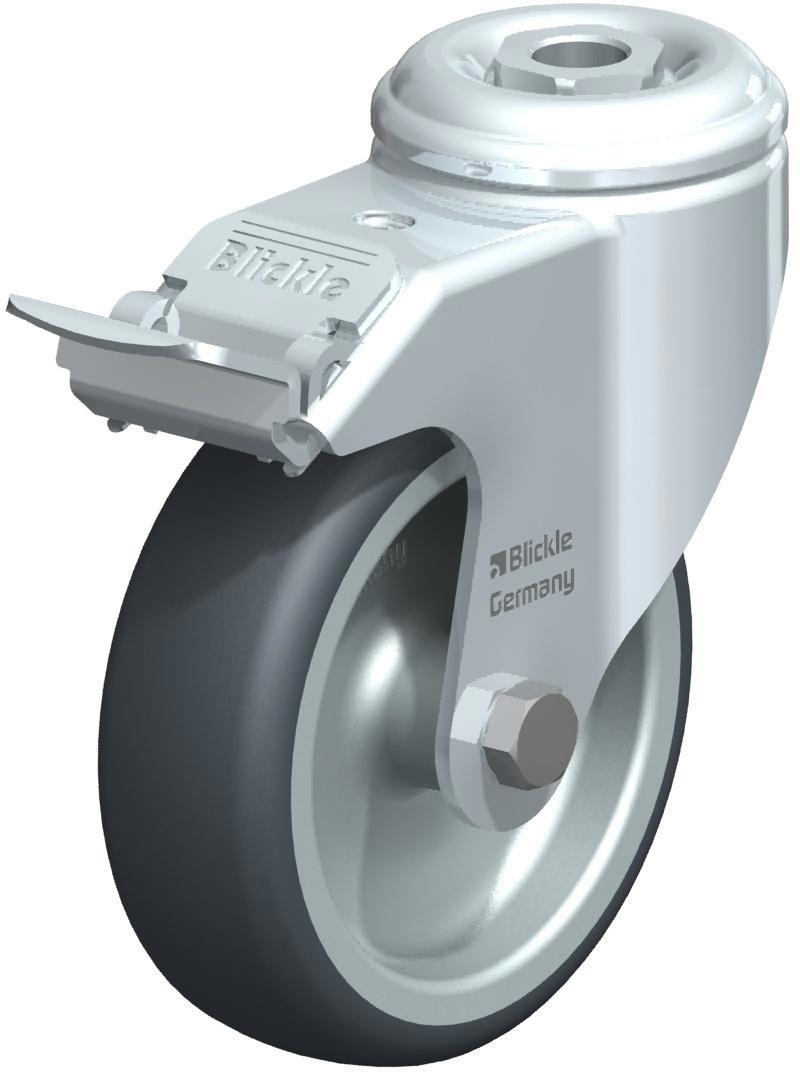 Lenkrolle mit Rückenloch und Feststeller, Rad Ø100 mm grau