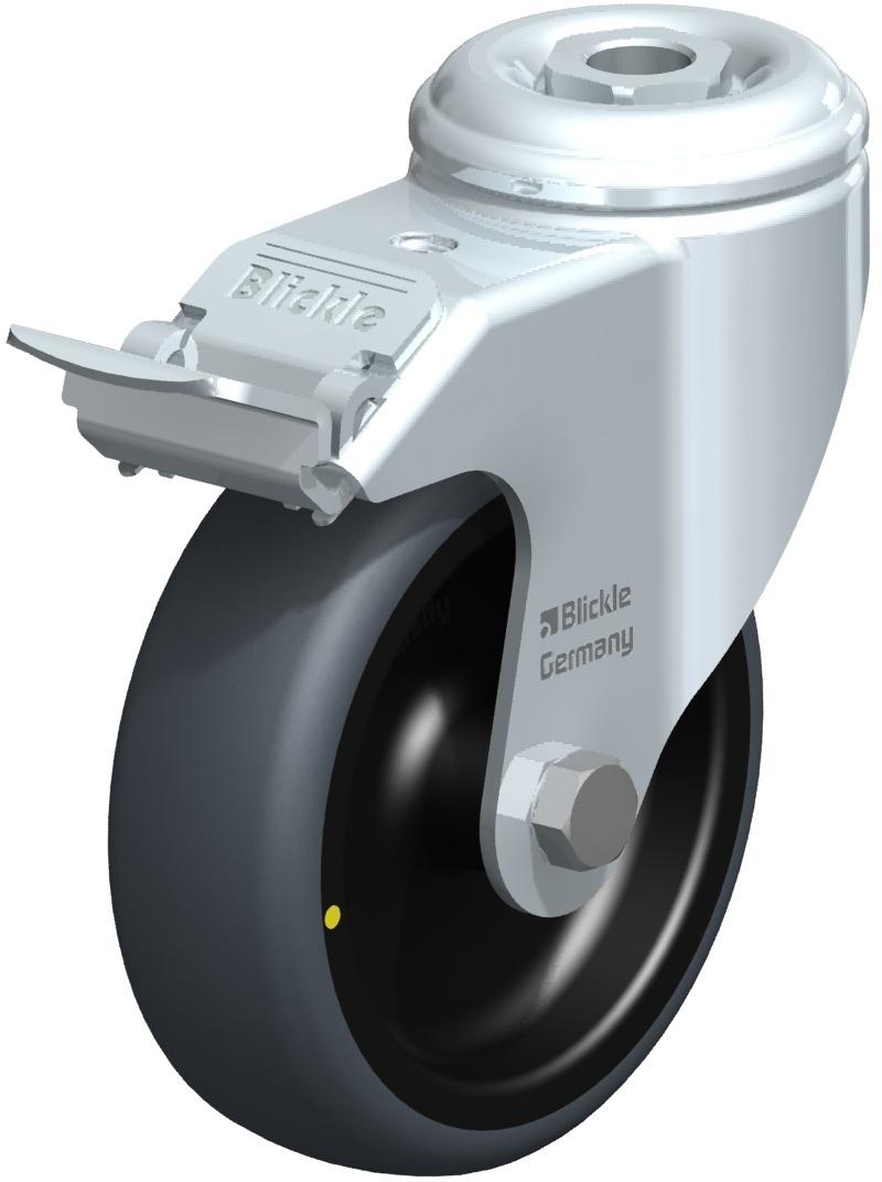 Lenkrolle mit Rückenloch und Feststeller, Rad Ø 100 mm, grau, ESD