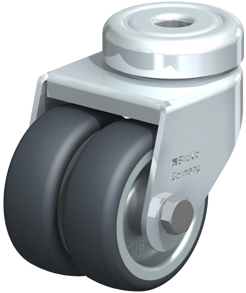 Doppellenkrolle mit Rückenloch, Rad Ø 50 mm, grau