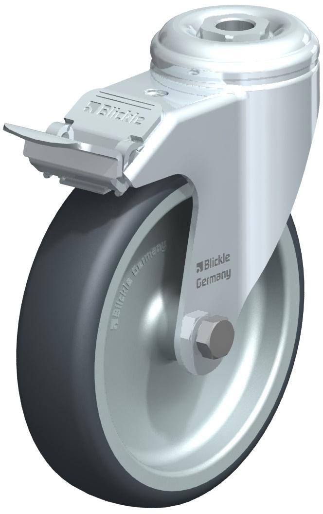 Lenkrolle mit Rückenloch und Feststeller, Rad Ø 125 mm, grau